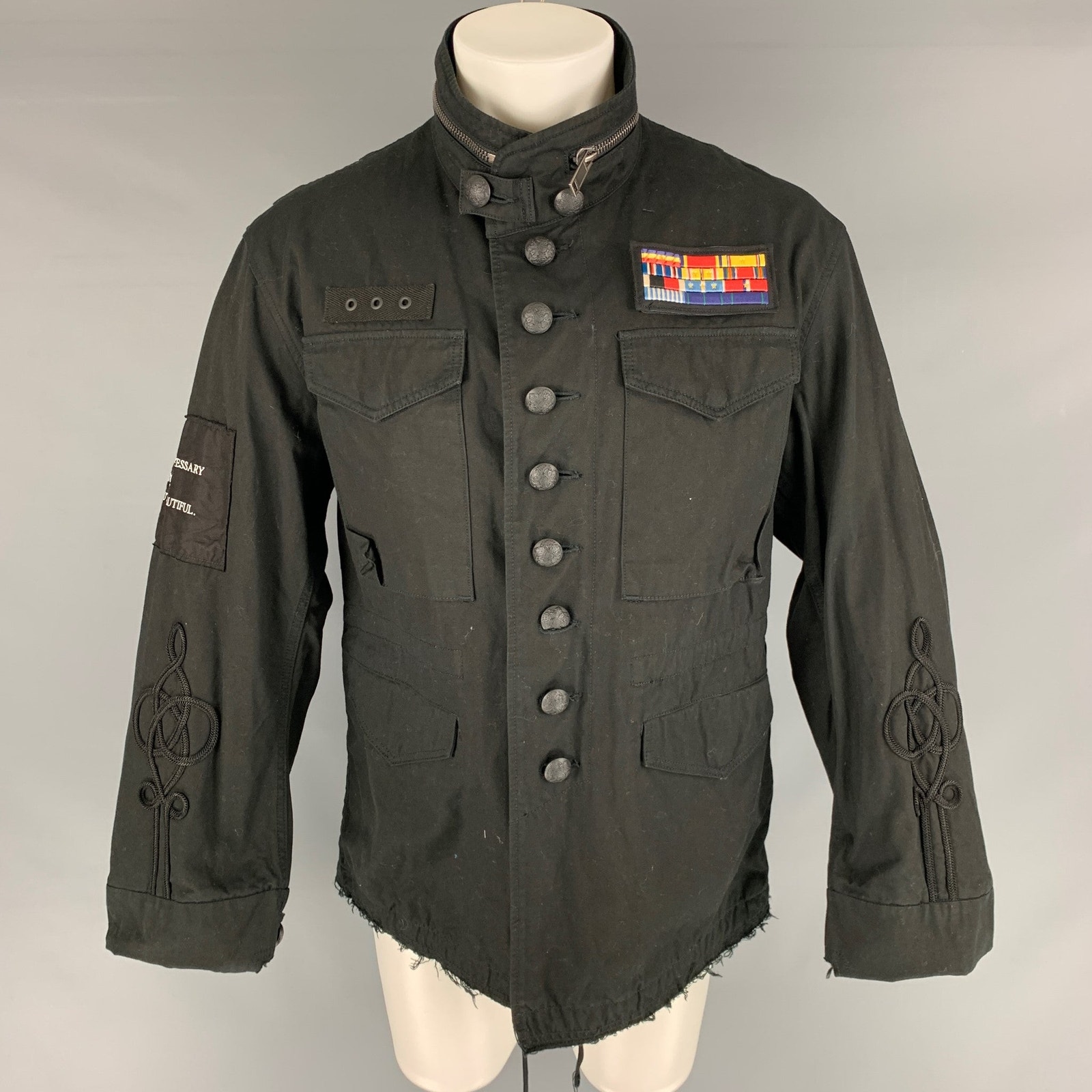 Christian Dada Size 38 Size 38 Black Patch Cotton Military Jacket
